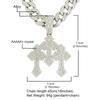 Hot Selling Men's Hip-hop Cuban Chain Necklace Alloy Inlaid with Rhinestones, 30 Character Stand Pendant, Personalized Rap Accessory