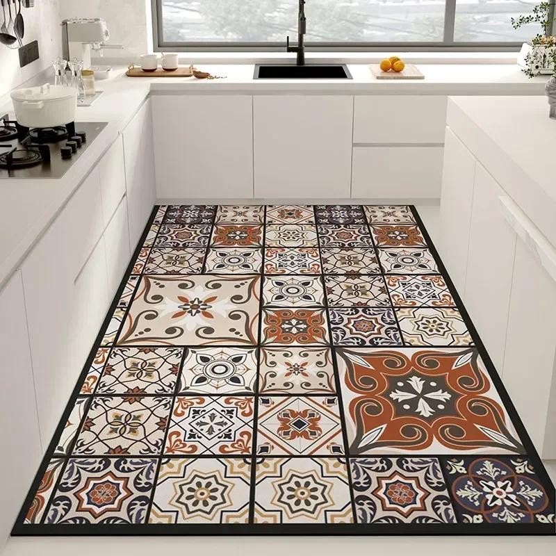 Kitchen Floor Mat Pvc Waterproof Leather Carpet Mats Non-slip Large Area Rug Home Decoration Tapis Cuisine Sol