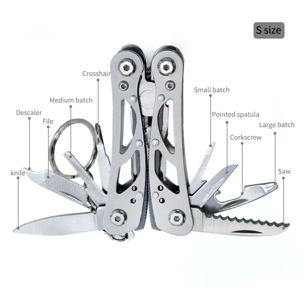 14 In 1 Multifunctional Outdoor Folding Pliers Convenient Wilderness Survival Tool Suitable for Outdoor Survival Camping Hunting