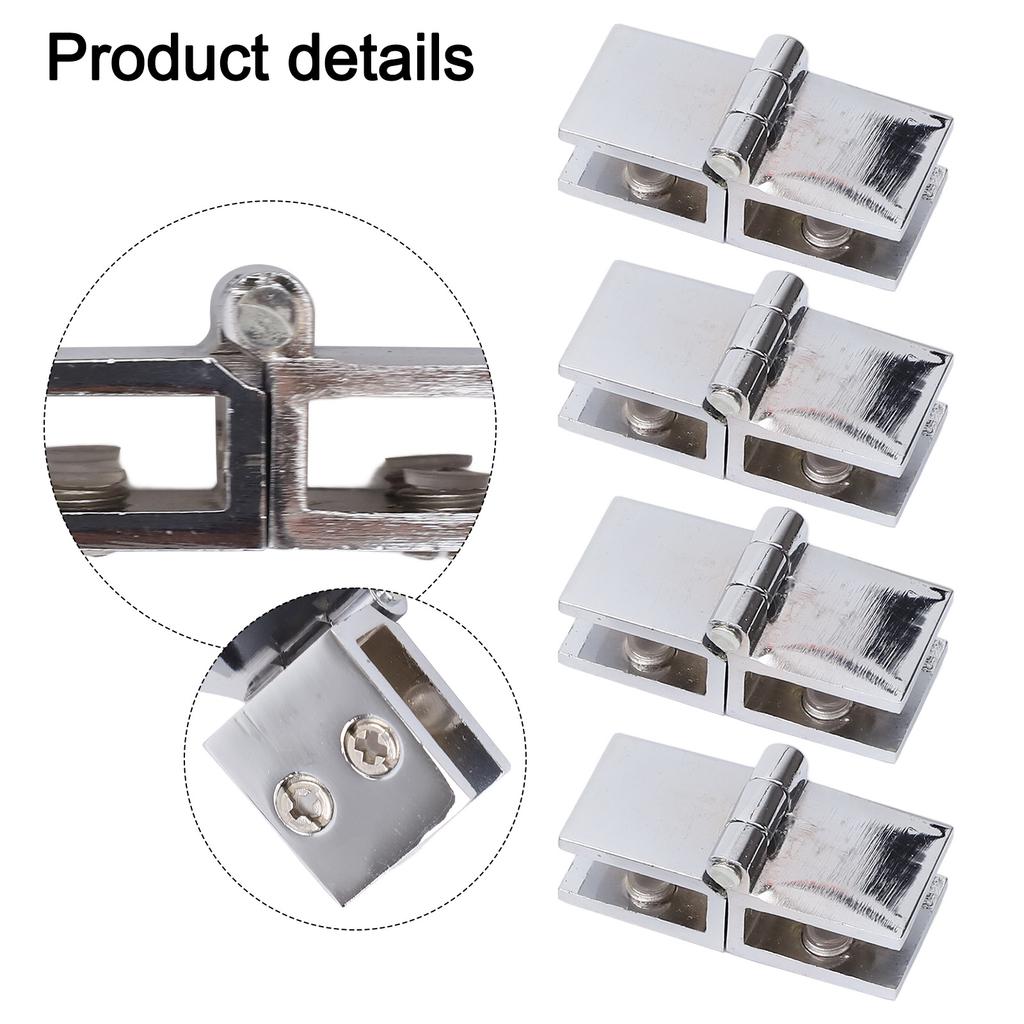 4pcs Shower Glass Door Hinges 180 Degree Double Sided Glass Door Clamp Hinges Adjustable 5mm - 8mm Glass Furniture Hinges