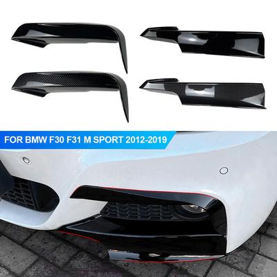 Pair Car Front Bumper Lip Splitter Canards Spoiler Fog Lamp Eyebrow Frame Cover Grille For F30 F31 M Sport 2012-2019