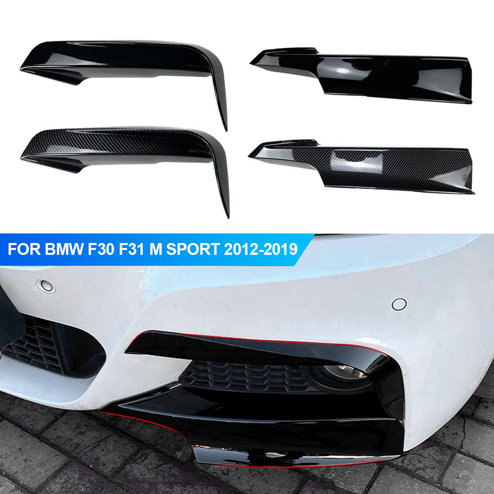 Pair Car Front Bumper Lip Splitter Canards Spoiler Fog Lamp Eyebrow Frame Cover Grille For F30 F31 M Sport 2012-2019