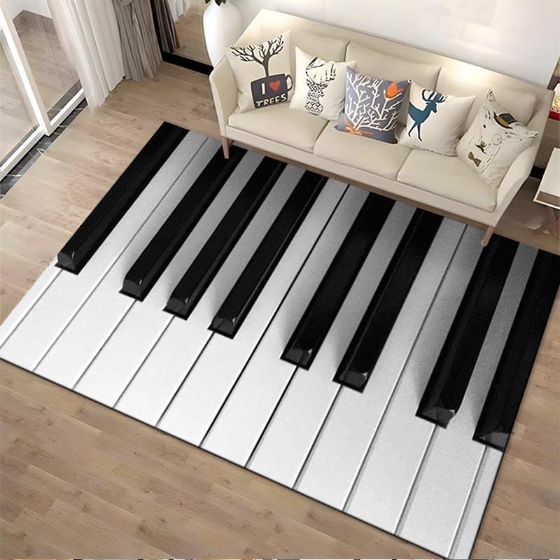 Klaviertastatur Design Teppich für Wohnzimmer oder Musikstudio Dekor Geeignet für den Einsatz als Anti-Rutsch-Matte für Wohnzimmer Schlafzimmer Sofas