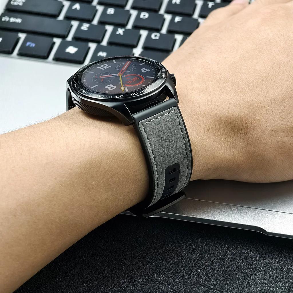 Nowy Skórzano-Silikonowy Pasek do Huawei Watch GT5 5Pro GT4 46mm Zamienny Bransoleta do Samsung Galaxy Watch 3 45mm Gear S3 46mm