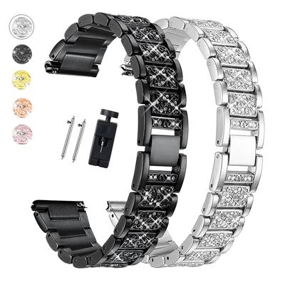 20mm 22mm Elmas Kayış Samsung Galaxy Watch4 40 42mm Kadın metal Bilezik için Huawei watch 3 pro Paslanmaz çelik saat kayışı