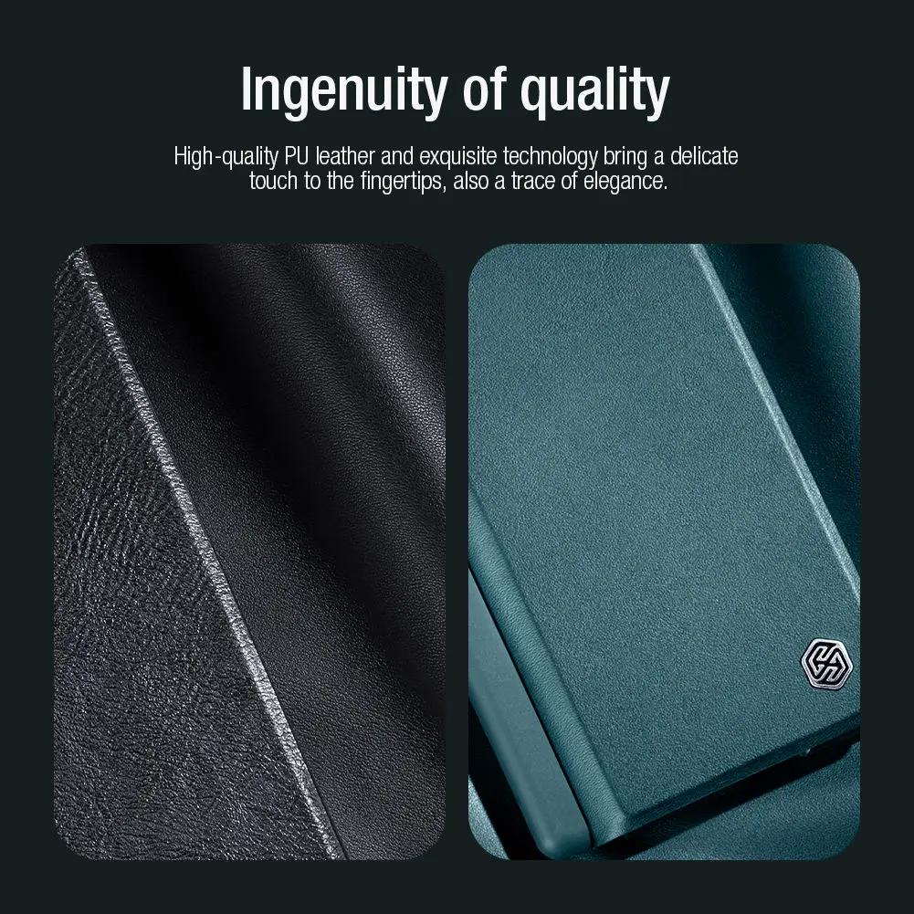 NILLKIN Qin Flip Leather Case for Samsung Galaxy Z Fold 5 with S-Pen Pocket Slide Camera Lens Cover Full Protection Phone Case