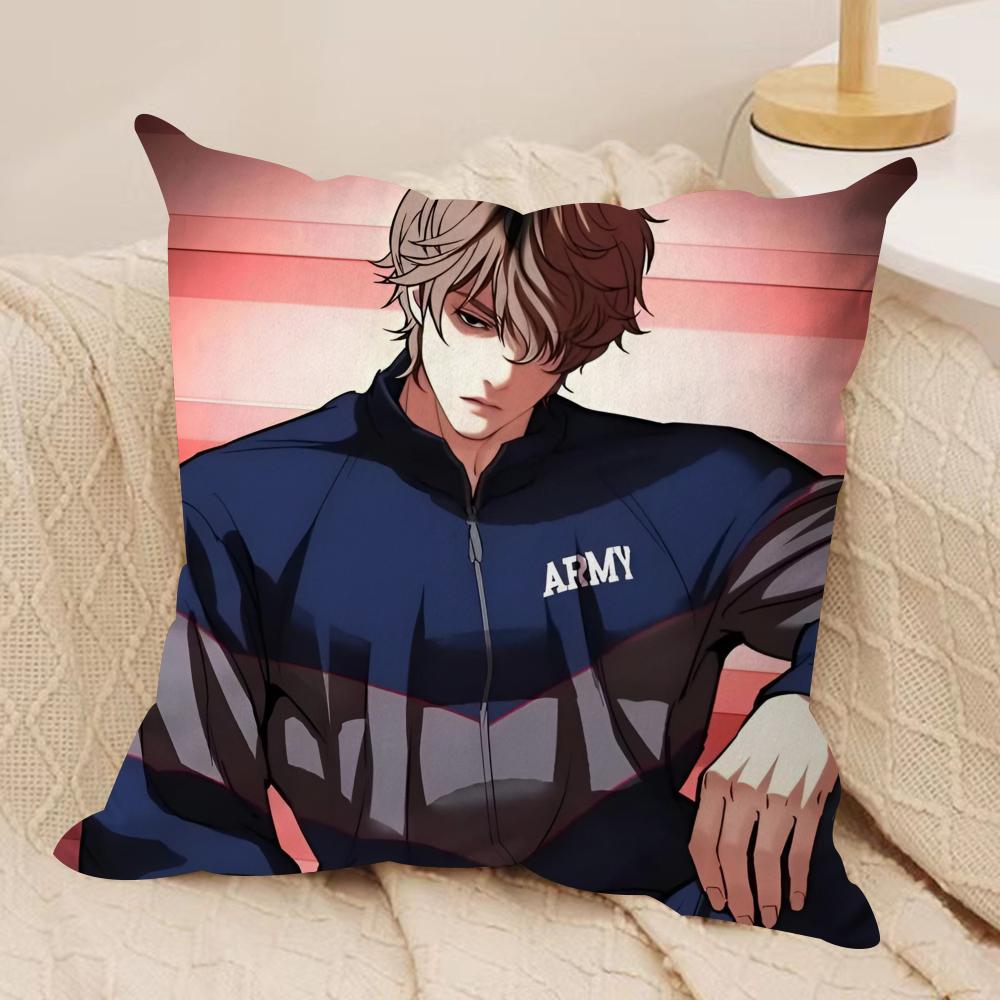 Korea Anime L-Lookism Cushion Cover Soft Plush Fabric Double-Sided Printed Sofa Cushion Cover For All Seasons Home Decor Gift
