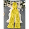 Fashion Ins Wear Women's Adult Lady Like Woman Lightly Mature Deep V Neck Halter Backless Jumpsuit High Waist Casual Vacation Long Pants