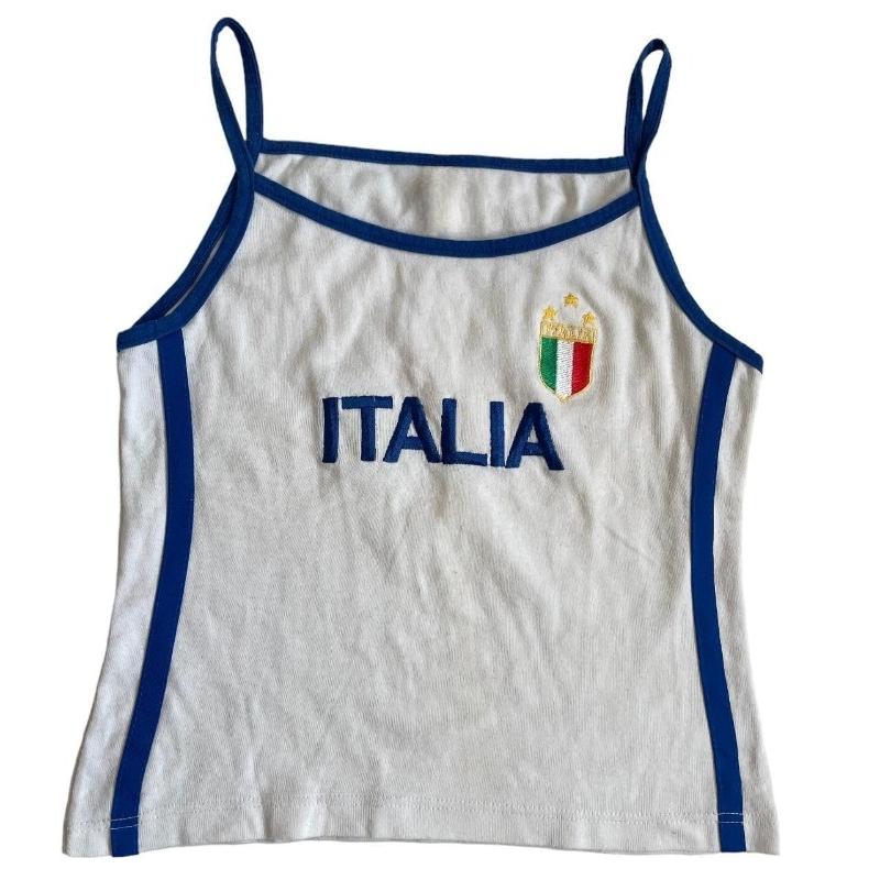 

European and American fashion sexy slim fit contrasting embroidery basic style camisole vest M білий