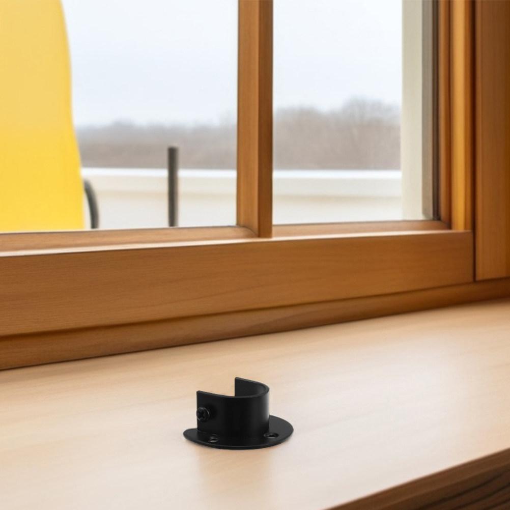 2Pcs Stainless Steel Open Socket Flange Black Closet Rod Support Heavy Duty Bracket for Wardrobe Curtain Shower Rod other