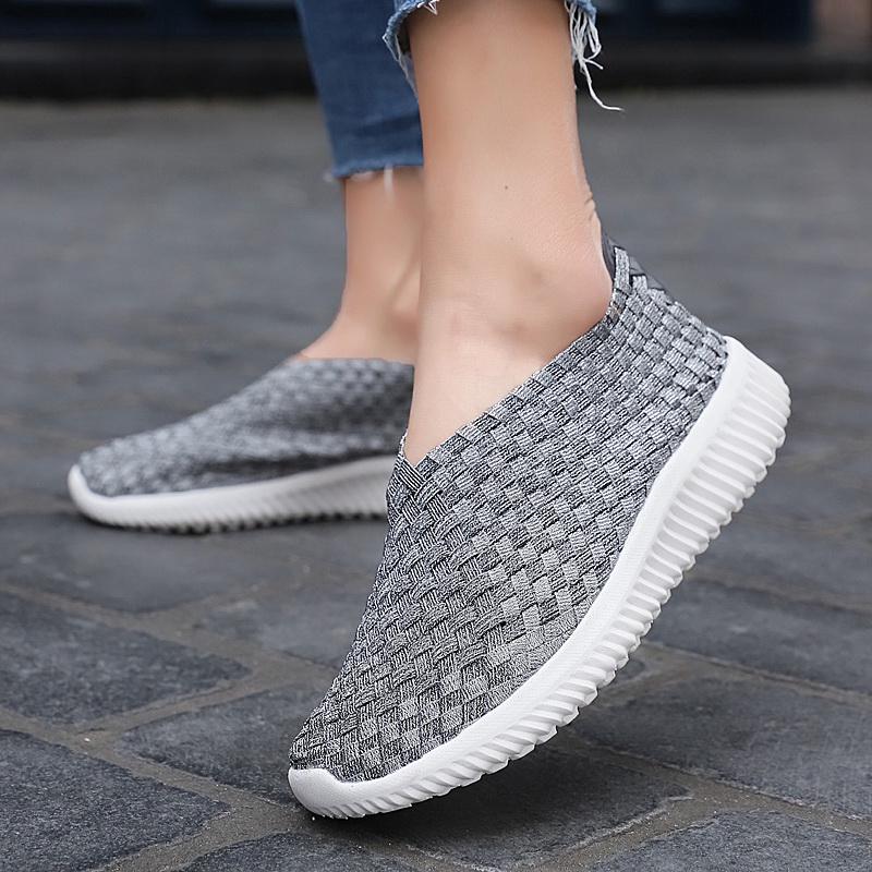 Summer Women Lightweight Slip on Sneakers Casual Plus Size Flats Loafers Soft Beach Walking Sports Shoes