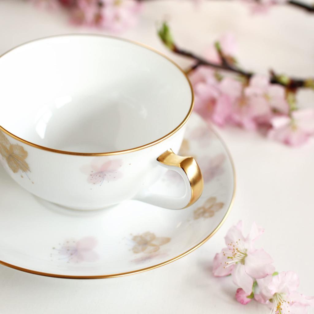 Okura Pottery Art, Cherry Blossom Series, 3rd Edition "Hatsumiyozakura" Cup & Saucer, Coffee/Tea, Approx. 235cc, Made In Japan, 1c/a682-3
