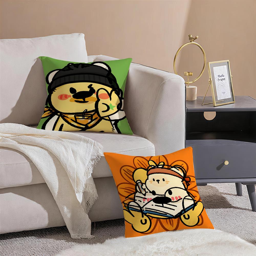 Interesting Polar Bear Illustrations Pillow Case Double-Sided Plush Sofa Cushion Covers Organic Breathable Invisible Zipper