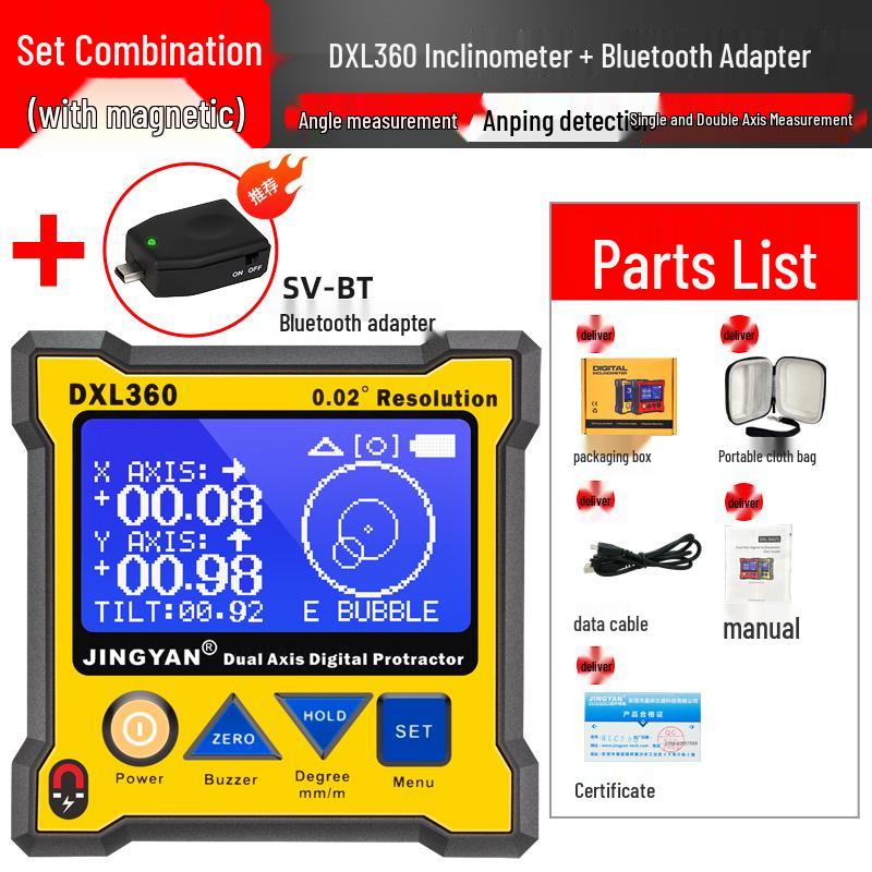 Jingyan DXL360S High-Precision Digital Dual-Axis Angle Meter with Lithium Battery