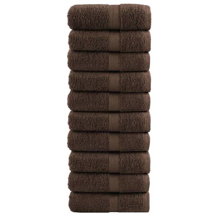 VidaXL Serviettes de toilette premium SOLUND 10 pièces Marron 30 x 30 cm 600 g/m² 137229