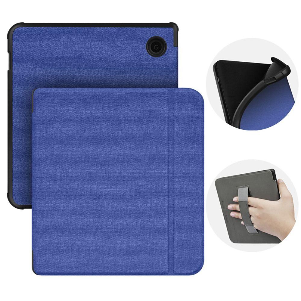 Hand Support N873 Smart Case Shockproof Auto Wake/Sleep 7 inch eReader Cover Linen Texture TPU for Kobo Libra H2O