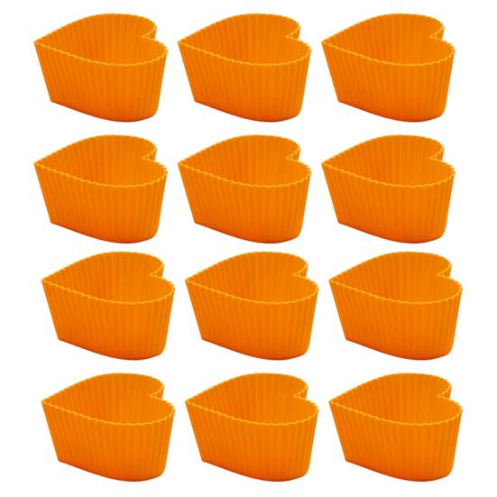 

12 шт., формы для кексов, термостойкие антипригарные формы, сделай сам, пищевой силикон, форма сердца для кексов оранжевый