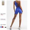 Moda Treino Conjunto de Exercício Feminino Beleza nos Ombros Costas Jaqueta de Yoga Cintura Alta Treinamento Secagem Rápida Alça Shorts Conjunto de Duas Peças