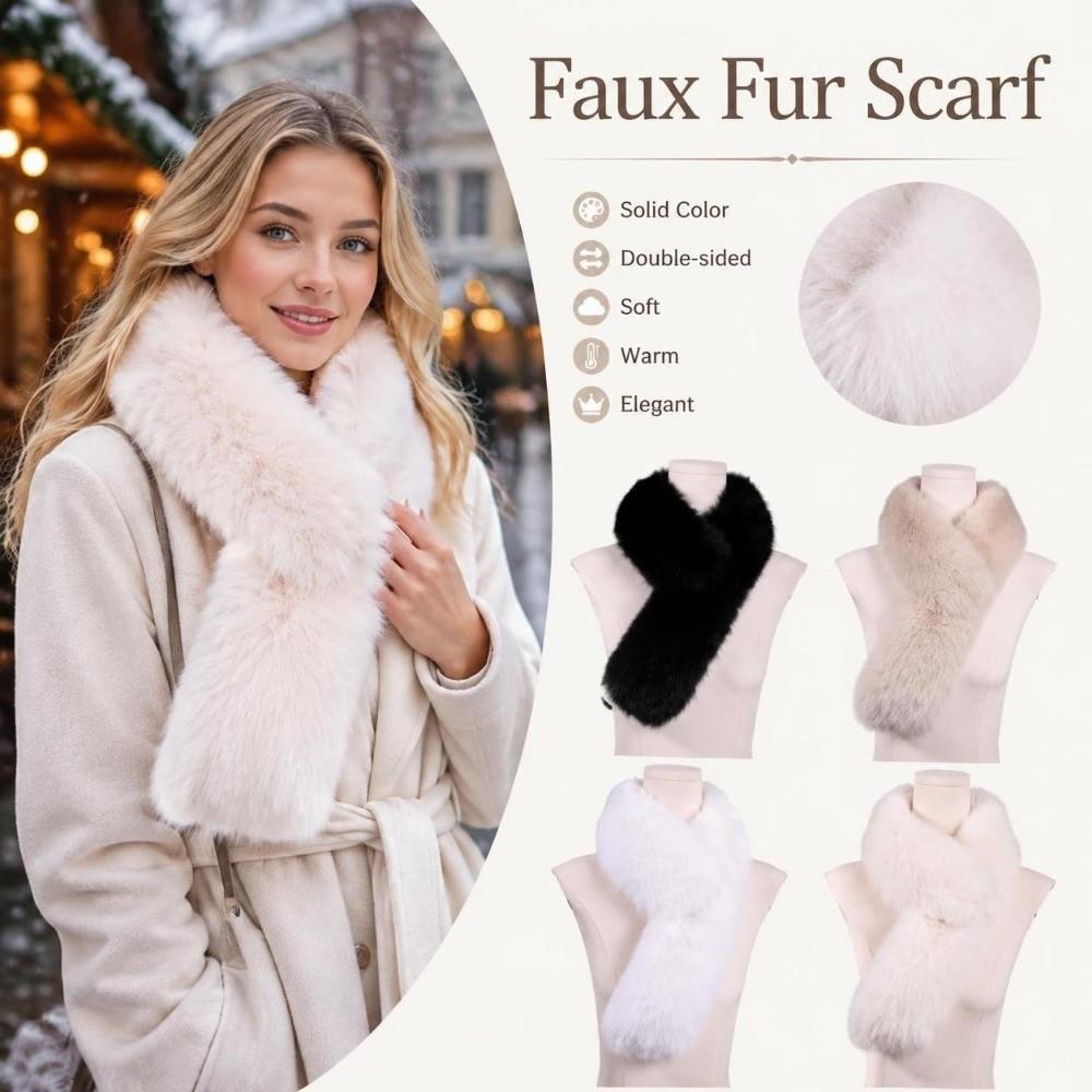 Soft Faux Fur Scarf Double-sided Women Winter Scarves Fashion Thickened Neckscarf Unisex
