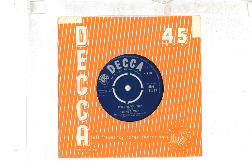 7inch Record LORNE GIBSON - Little Black Book 45F11519 DECCA 1962 UK Pop Used