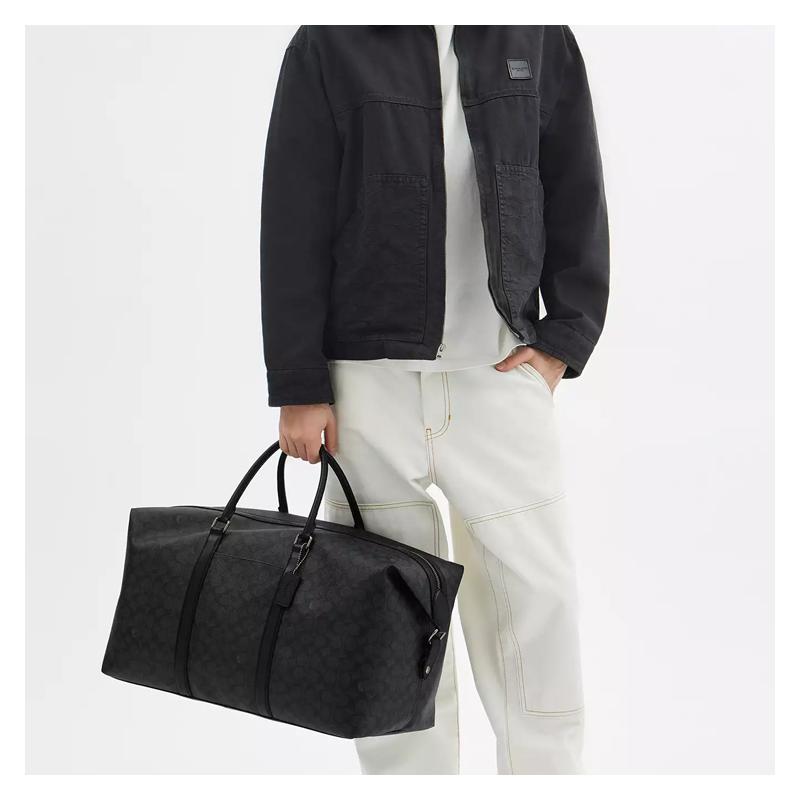 Coach Trekker 52 Classic Presbyopic Coated Canvas Shoulder Hand Travel Bag Men's Black