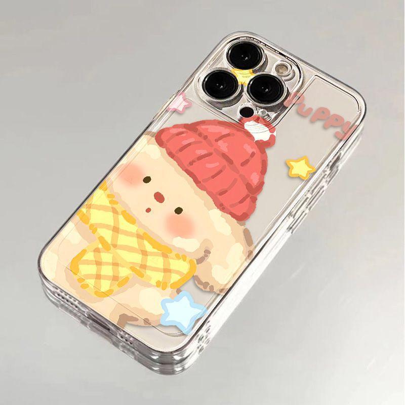 Cute graffiti puppy for iPhone17promax iPhone 16 case 14/13 niche 15 fine holes x