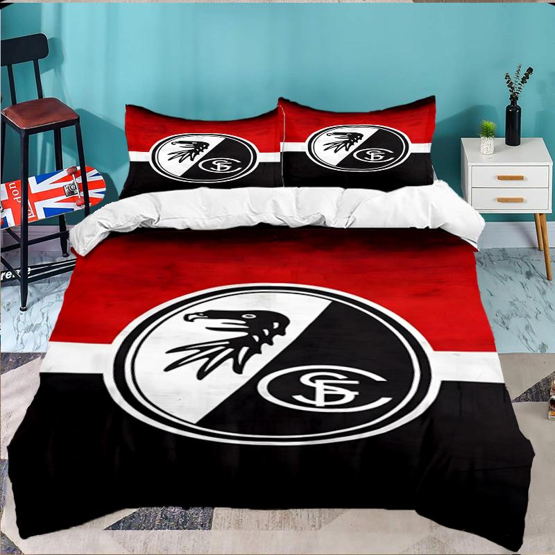 3PCS Eagle Symbol Frei-burg Football Bedding set,Ideal for1pc Duvet Cover And 2pcs Pillowcases Perfect for Christmas gift,Ideal for Bedroom,Dormitory