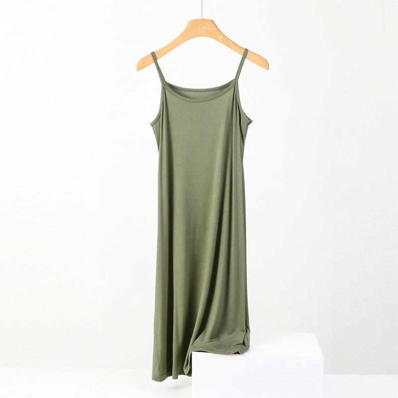 Summer Women's Sleeveless Camisole Dress Plus Size Loose Casual Inner Long Bottom Dress