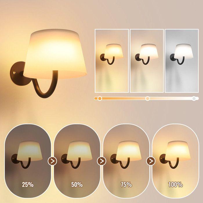 Applique murale d'intérieur - NETTLIFE - À piles avec interrupteur - Noir - Métal - Dimmable