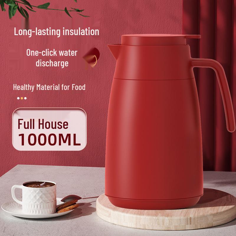 Red Dowry Thermos Flasks for Weddings - Large Capacity Insulated Kettles, Hot Water Bottles Small 1000ml Pair