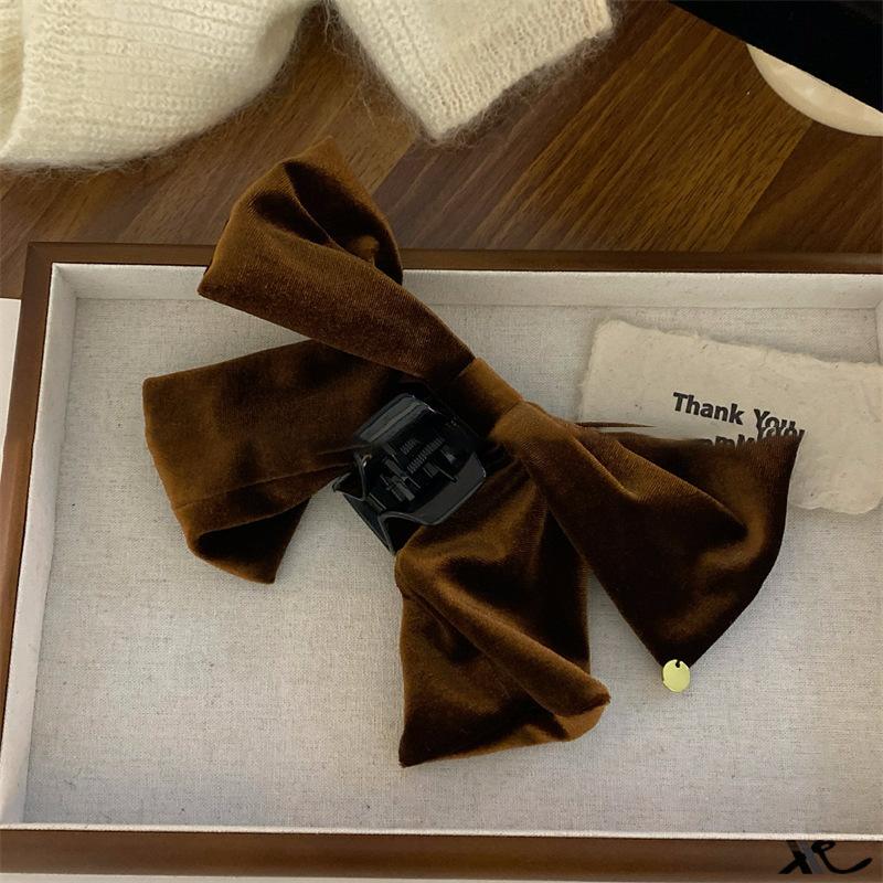 

Elegant Women Black Velvet Hair Bow Crab for Girls Ponytail Hair Clips Korean Lady Solid Hair Claws Vintage Hair Accessories Size fits all
