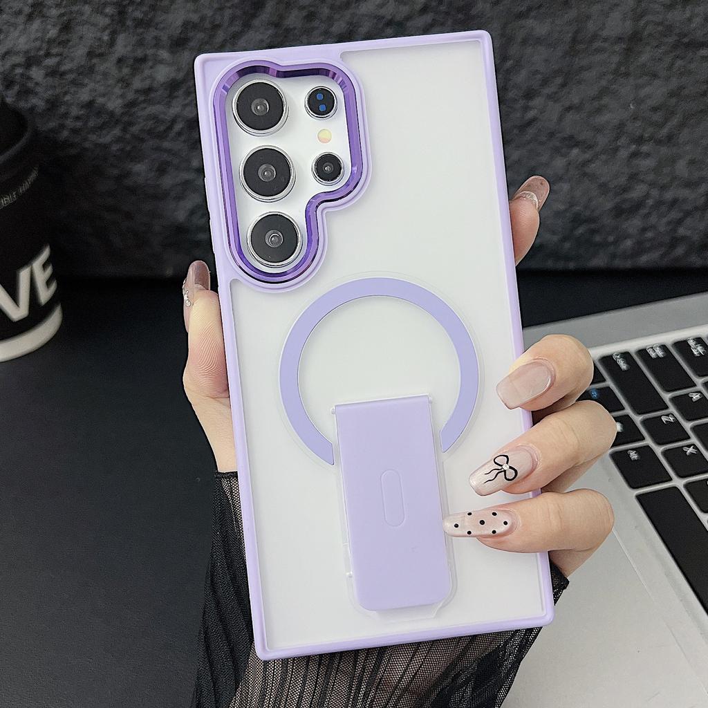 Suitable for Samsung S25 Ultra Mobile Phone Case S24u Dazzling Invisible Magnetic Bracket S23 Matte Skin Feeling Prevents Falling