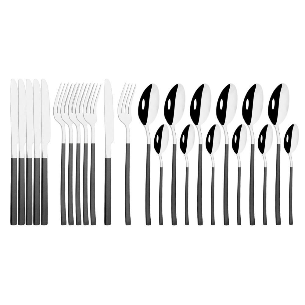 Gold Dinnerware Set Luxury Cutlery Stailess Steel Set 24Pcs Tableware Knives Forks Dining Dinner Set Western Food Restaurant