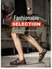 Men's Outdoor Genuine Leather Sandals: Breathable, Hollow, Casual Beach Shoes, Large Sizes Available.