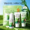 3pcs/kit Aloe Vera Skin Care Set Face Wash Facial Cleanser Aloe Gel Toner Cream Moisturizing Facial Travel Size Skin Care