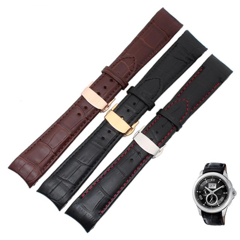 Curved End Men's Watchband for Citizen BL9002-37 05A BT0001-12E 01A Watchstrap Genuine Leather with Butterfly Buckle 20 21 22mm