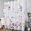 Emerald Green Eucalyptus Shower Curtain Fabric, Watercolor Plant Leaves with Floral Bathroom Shower Curtain Set with Hooks