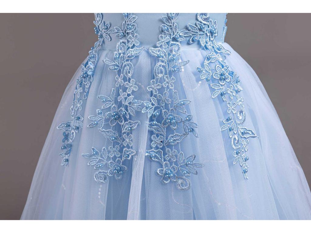 Girls' Sequin Sleeveless Flower Girl Princess Ball Gown Wedding Dress