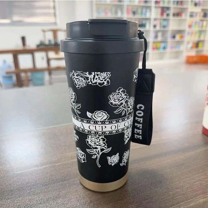 Light Luxury High-grade Water-sensitive Cup Stainless Steel Portable Coffee Cup Large Capacity High Value Niche Thermal Insulation Kettle