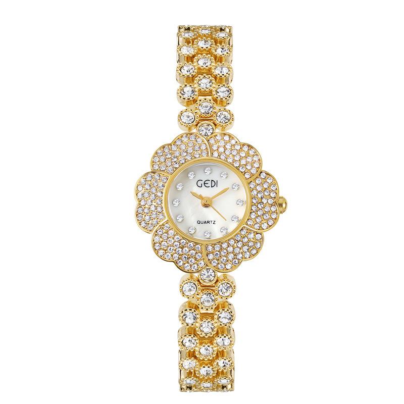 Flower Women S Watch Fashion Flower Quartz Watch Ladies Alloy Bracelet Watch Quartz Glass Mirror
