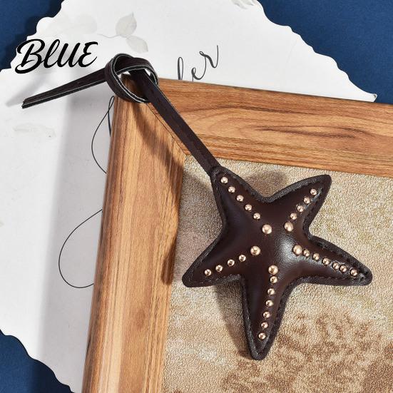 Statement Key Accessory Keychain Pendant Hand-Stitched Rivets Imitation Leather Star