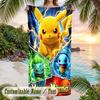 Pokémon Beach Towel, Personalized Custom Name Text, Quick Dry Large Absorbent Towel For Beach Pool