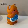 Whimsical Home Furnishings Hand-Carved Basswood Bear Ornament, Cute Apron Wood Decorative Figurine, Original Niche Gift for Lovers Statue Desktop