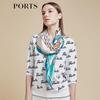 PORTS Women's Spring/Summer Color-block Logo Jacquard Knit Sweater