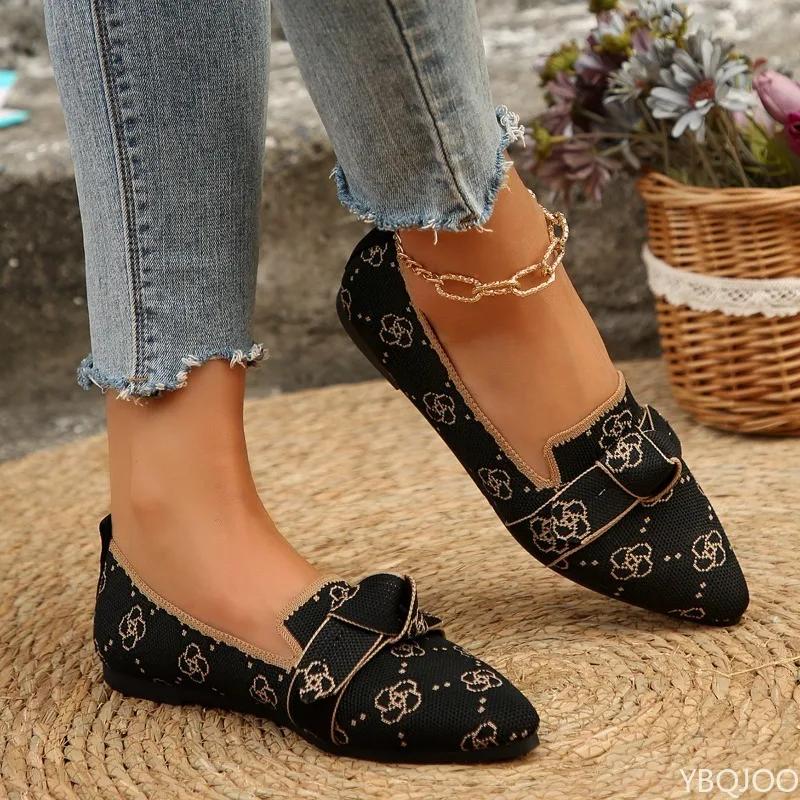 Fashion Single Shoe Plus Size Women's Spring and Autumn Pointed Flat Casual Bow Design Versatile Vulcanized Shoes for Women Plataforma