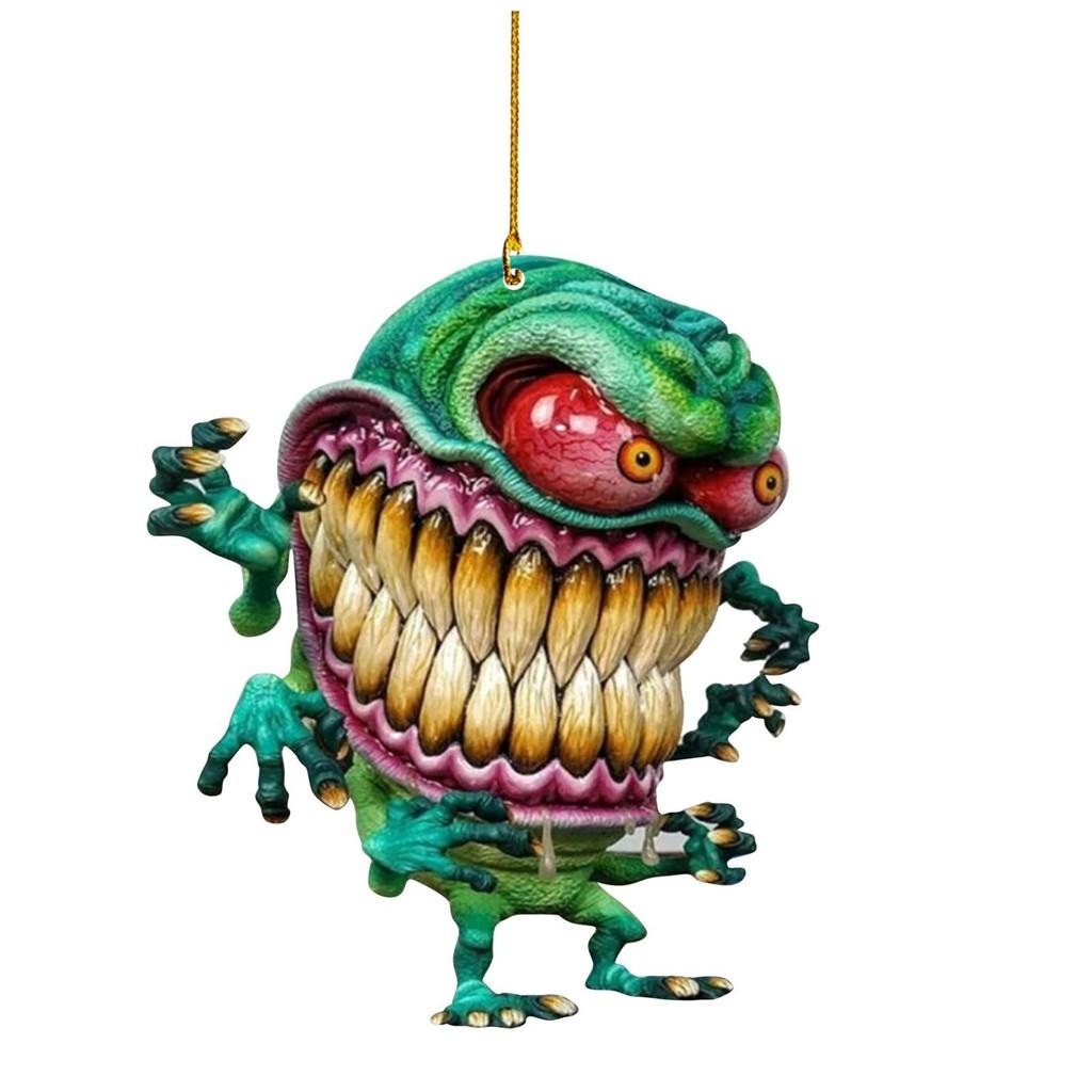 Unique Acrylic Big Mouth Monster Car Pendant Colorful Backpack Ornament For Halloween Christmas Celebration And Home Style