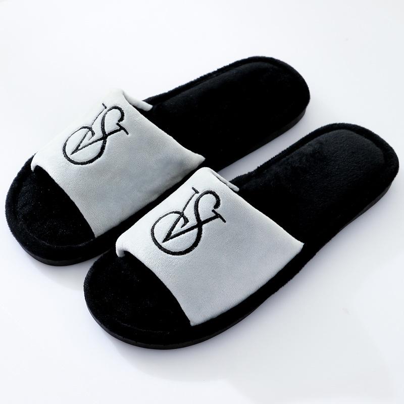 Jujia Autumn/Winter Warm Cotton Open-Toe Slippers for Men and Women