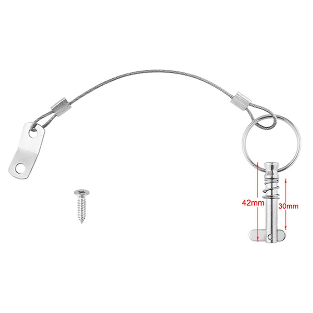 6.3mm Quick Release Pin with Lanyard for Boat Bimini Top Deck Hinge 316 Stainless Marine Hardware with Drop Cam Spring
