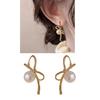 Delicate Earrings with Bowknot Pendant Chic Pearl Ear Piercing Jewelry Ear Hooks