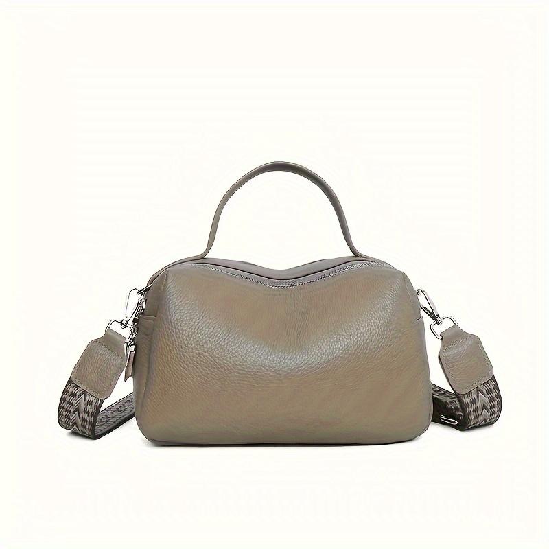 

Роскошная мягкая сумка через плечо для женщин, сумка Boston из натуральной кожи, модная сумка через плечо с несколькими молниями хаки